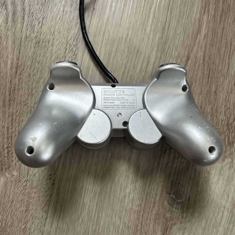 Sony Playstation 2 PS2 Controller OEM Silver Dualshock 2 SCPH-10010 Tested Works